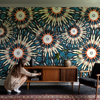 Self-adhesive wall mural with a flower energy design