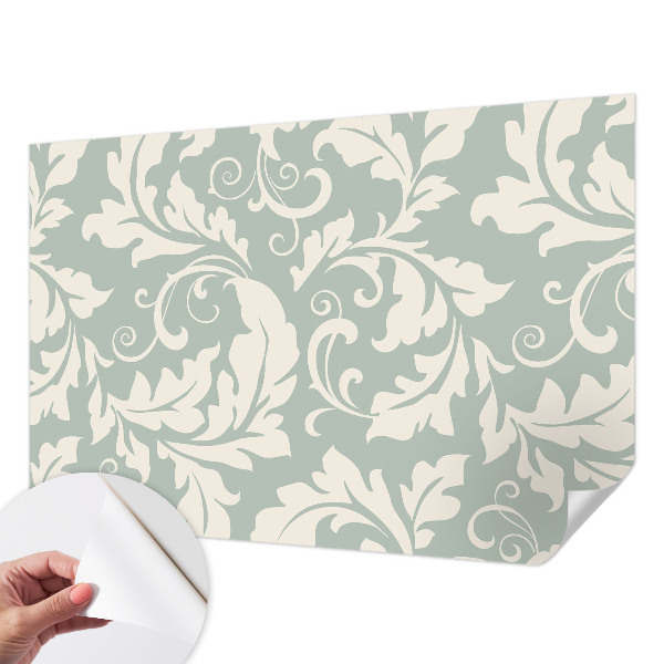 Peel and stick wallpaper mural with a decorative leaves pattern