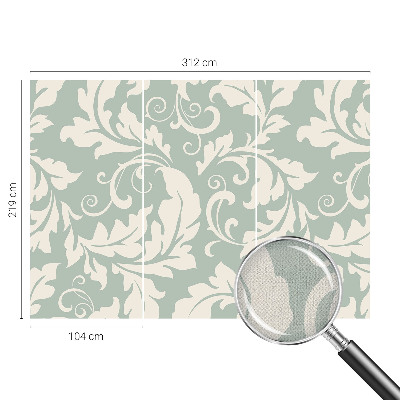 Peel and stick wallpaper mural with a decorative leaves pattern