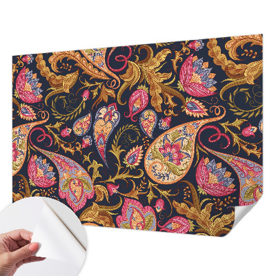 Stick-on wall mural with a colorful paisley pattern