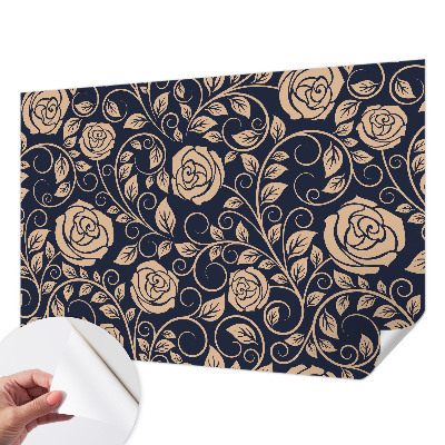 Removable wall mural wallpaper with a romantic floral design