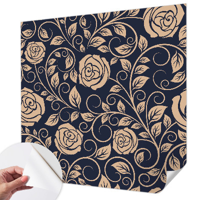 Removable wall mural wallpaper with a romantic floral design