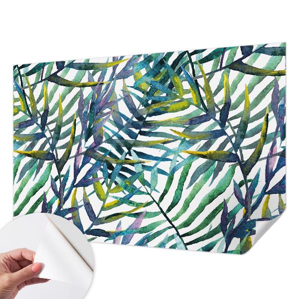 Removable wall mural with an exotic vegetation design
