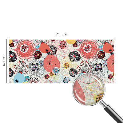 3D wall mural with colorful flowers