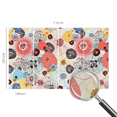 3D wall mural with colorful flowers