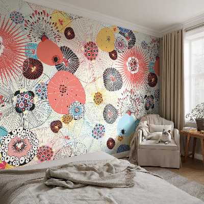 3D wall mural Colorful flowers