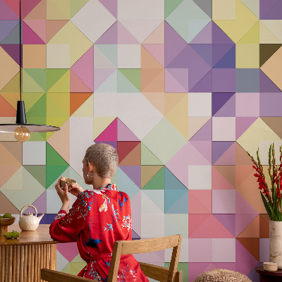 Peel-and-stick wall mural for kids' room with colorful shapes