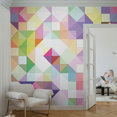 Peel-and-stick wall mural for kids' room with colorful shapes
