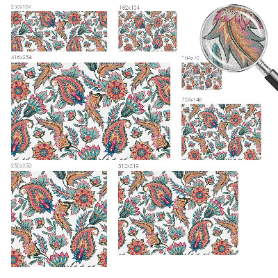 Nursery wall mural with an oriental pattern