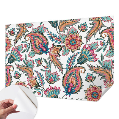 Nursery wall mural with an oriental pattern