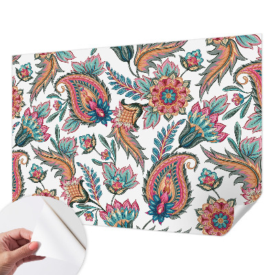 Nursery wall mural with an oriental pattern