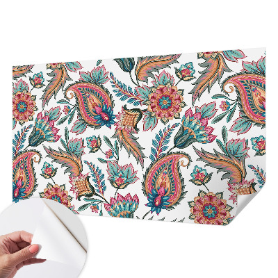 Nursery wall mural with an oriental pattern