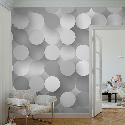 Baby room wall mural in gray with a circle pattern