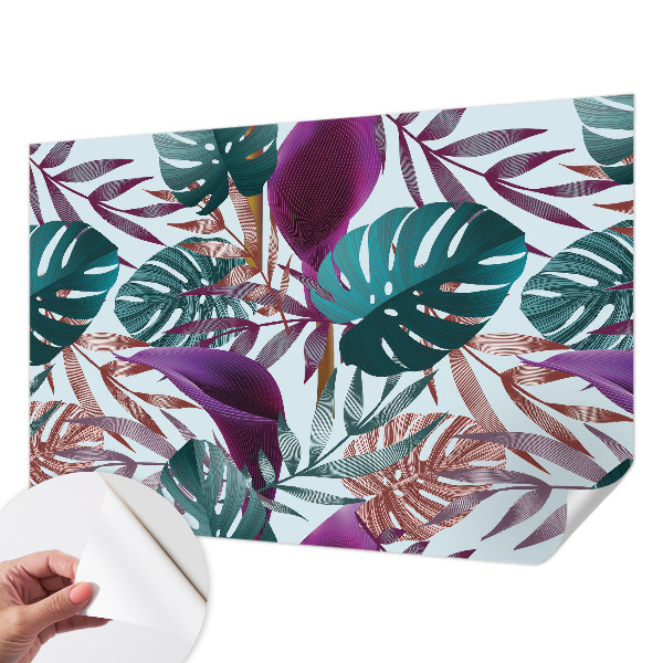 Peel and stick wallpaper mural with a tropical composition