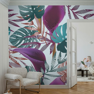 Peel and stick wallpaper mural with a tropical composition