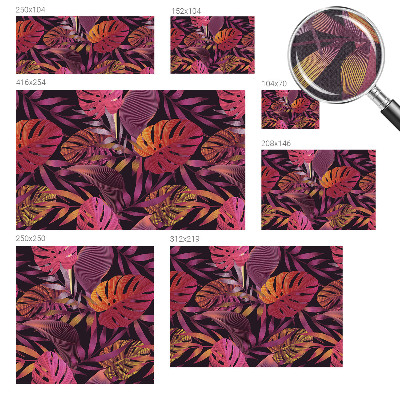 Children's wall mural with an exotic leaves design
