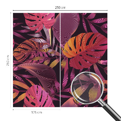 Children's wall mural with an exotic leaves design