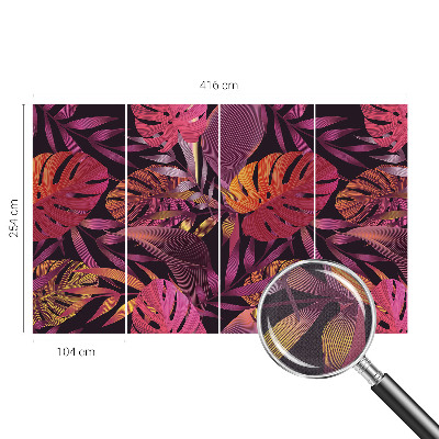 Children's wall mural with an exotic leaves design