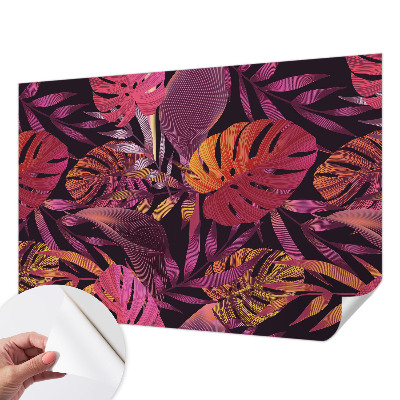Children's wall mural with an exotic leaves design