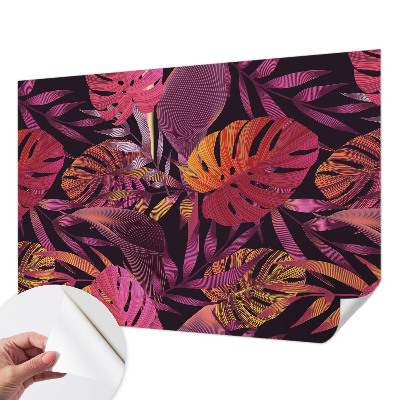Children's wall mural with an exotic leaves design