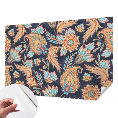 Peel-and-stick wall mural for living room with a floral pattern