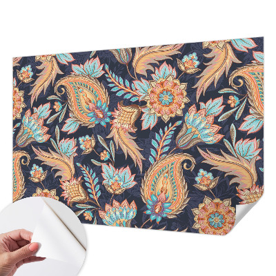 Peel-and-stick wall mural for living room with a floral pattern