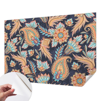 Peel-and-stick wall mural for living room with a floral pattern
