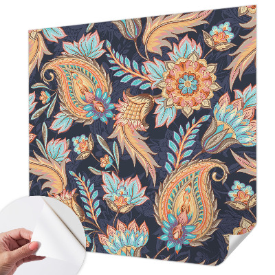 Peel-and-stick wall mural for living room with a floral pattern