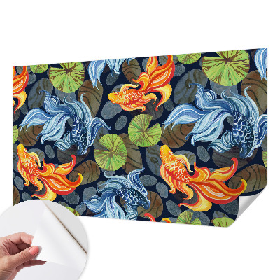Peel and stick wall mural for bedroom with fish pattern