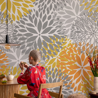 Nursery wall mural with a floral energy theme