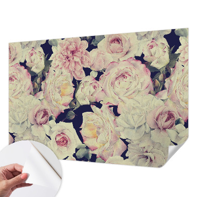 Baby room wall mural with a flower bouquet design