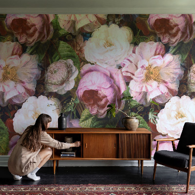 Children's wall mural with a floral elegance design