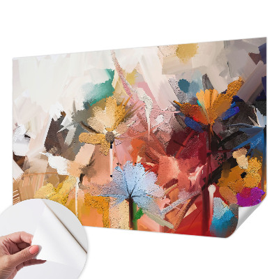 Removable wall mural wallpaper with an abstract floral design