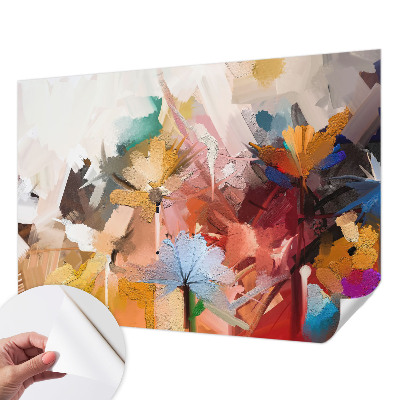 Removable wall mural wallpaper with an abstract floral design