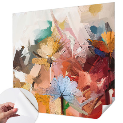 Removable wall mural wallpaper with an abstract floral design