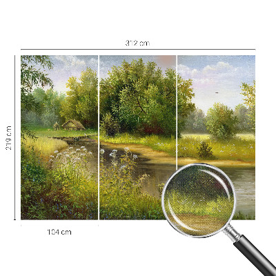 Removable wall mural featuring a rural landscape