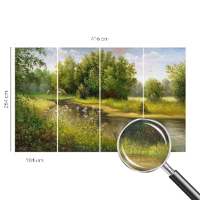 Removable wall mural featuring a rural landscape