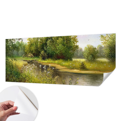 Removable wall mural featuring a rural landscape