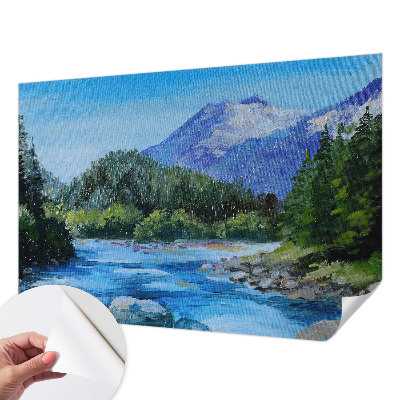 3D photo wallpaper mural with mountain scenery