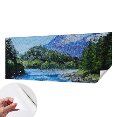 3D photo wallpaper mural with mountain scenery