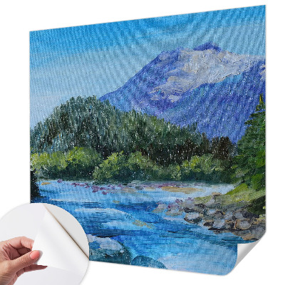 3D photo wallpaper mural with mountain scenery