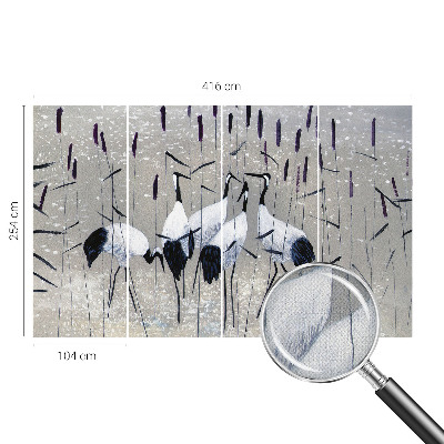 3D wall mural with a harmonious crane motif