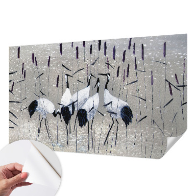 3D wall mural with a harmonious crane motif