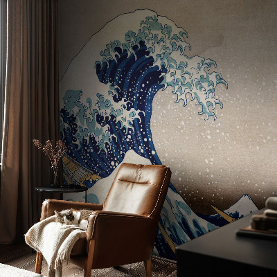 3D photo wallpaper mural featuring a dramatic breaking wave design