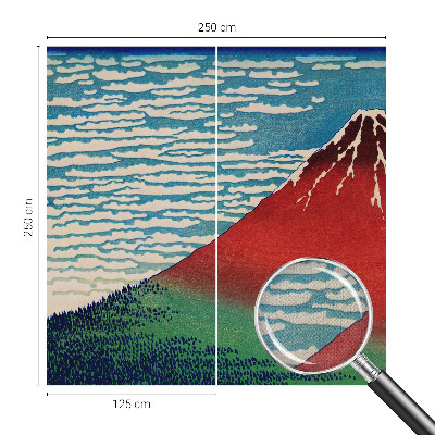 Peel and stick wall mural with a red mountain design
