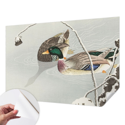 Nursery wall mural with a calm duck motif