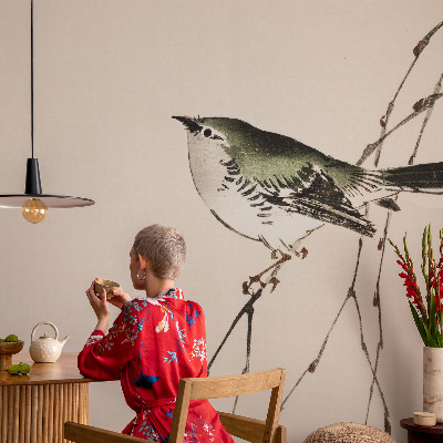 Self-adhesive wall mural with a harmonious bird motif