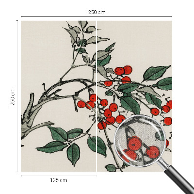 Self-adhesive photo wallpaper with a sprig of berries design
