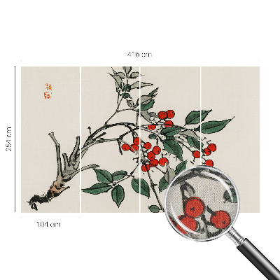 Self-adhesive photo wallpaper with a sprig of berries design