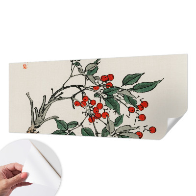 Self-adhesive photo wallpaper with a sprig of berries design